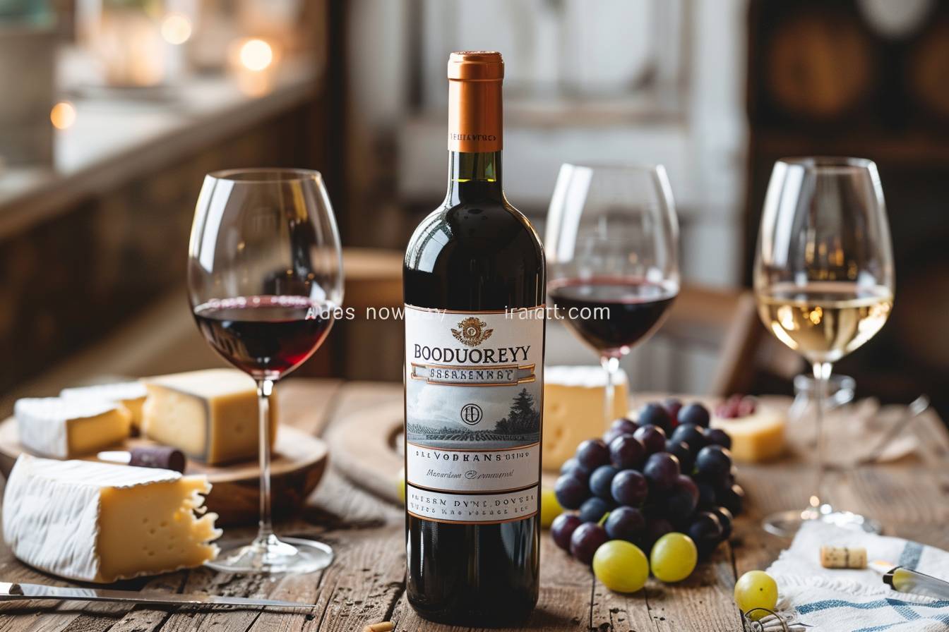 vin Bordeaux : bouteille de vin rouge bordelais avec verre