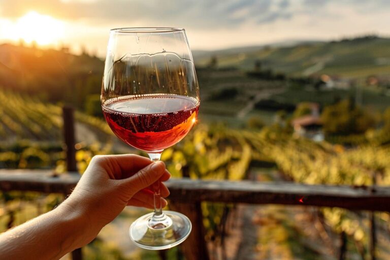 dégustation de vin : verre de vin avec une personne analysant sa couleur et ses arômes
