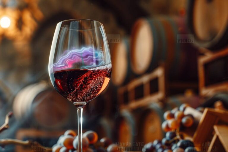 dégustation de vin : un verre de vin avec des arômes flottants