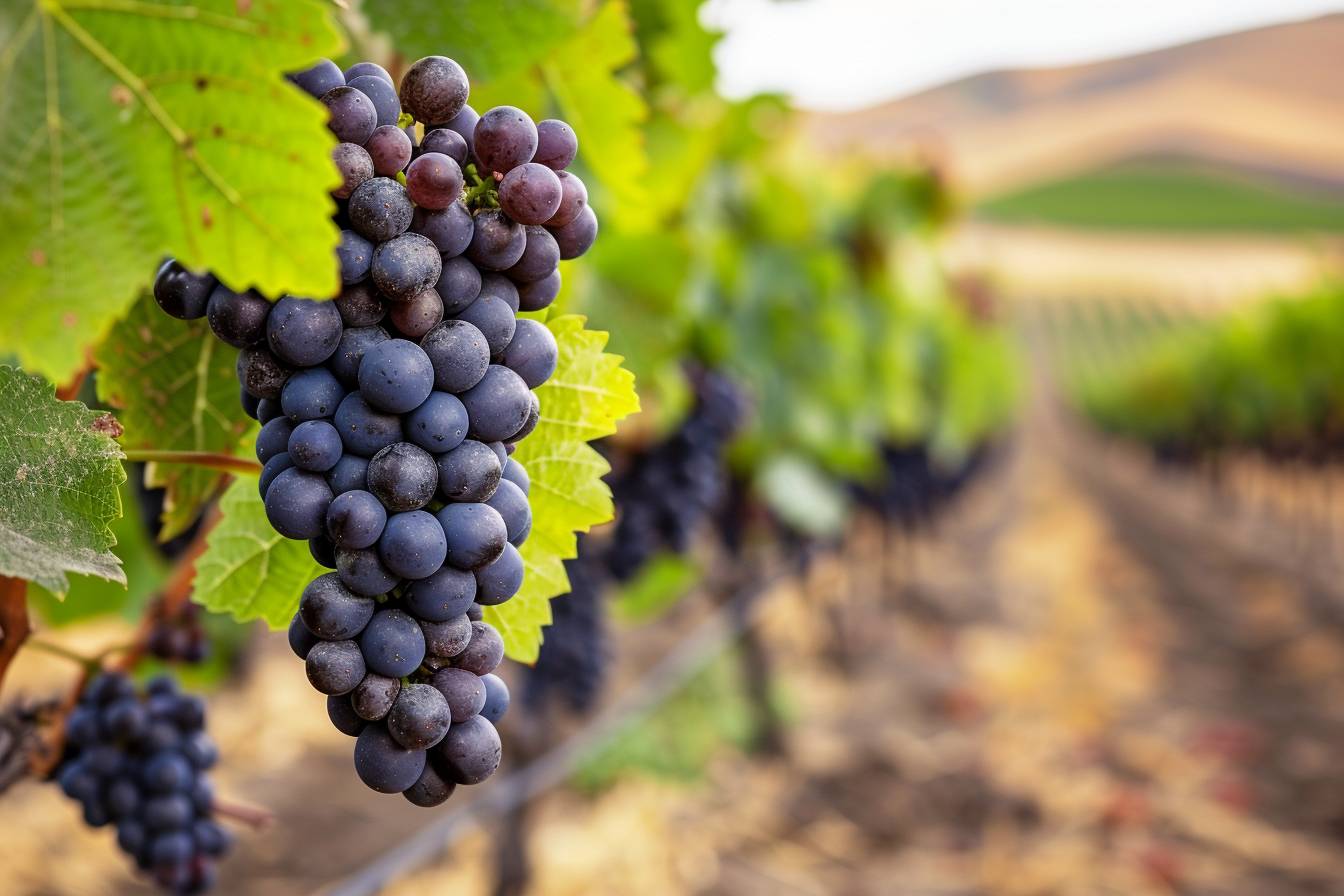 Gamay : grappes de raisin Gamay dans un vignoble