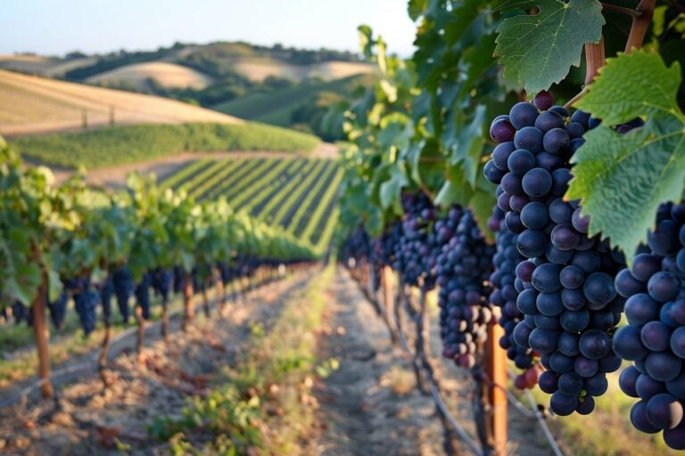 Syrah : grapes of Syrah variety on the vine