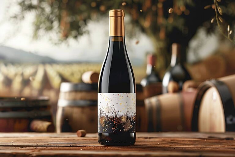 vin : étiquette de vin montrant des mentions légales, indication géographique et design