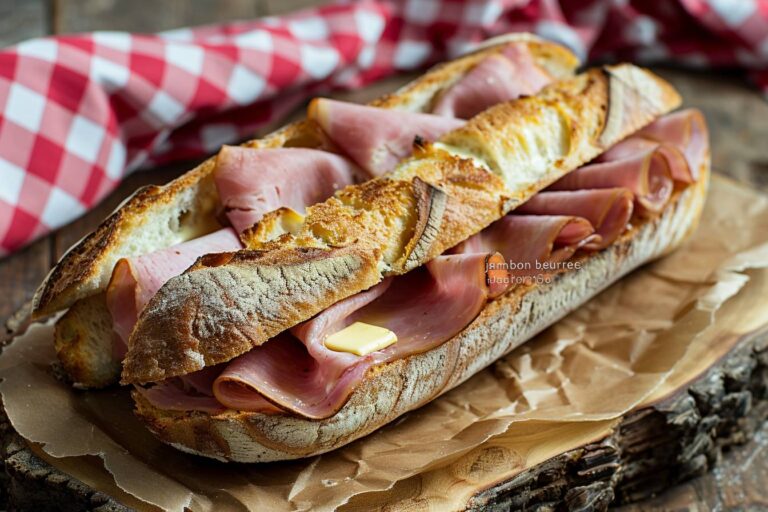 jambon beurre : baguette garnie de jambon et beurre