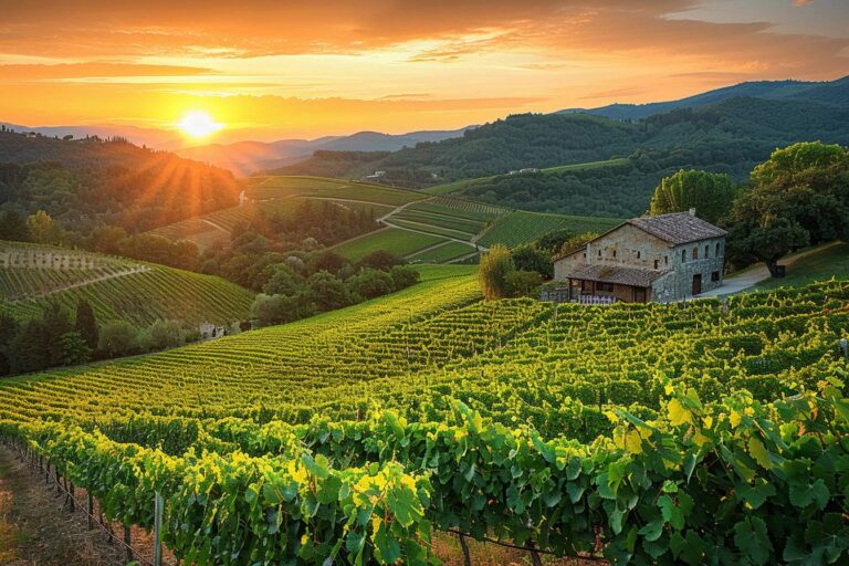 vignobles du Languedoc Roussillon : paysage de vignes ensoleillées dans le sud de la France