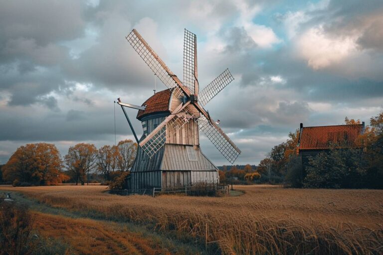 Moulin-à-Vent : moulin à vent en pierre avec des vignobles en arrière-plan