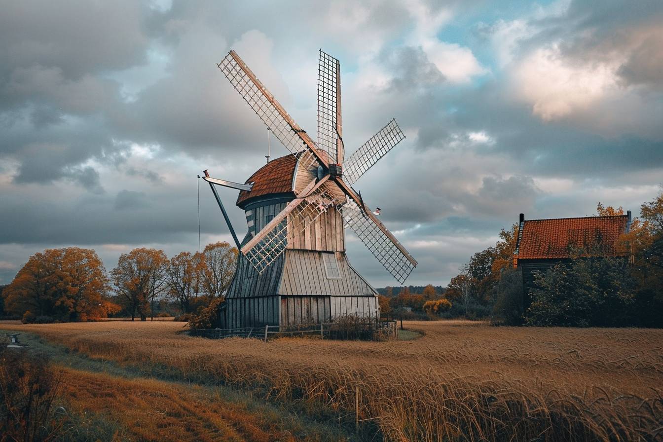 Moulin-à-Vent : moulin à vent en pierre avec des vignobles en arrière-plan