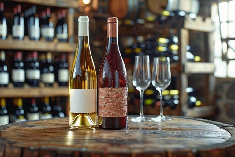 vieillissement du vin : bouteille de vin ancien avec verre à dégustation
