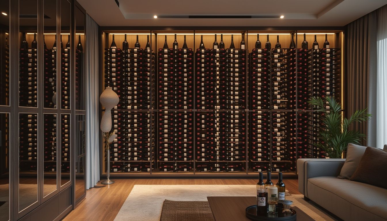 conservation du vin en appartement : bouteilles de vin stockées dans un appartement dans un espace adapté