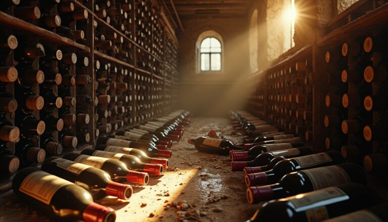 stockage du vin : bouteilles de vin bien rangées dans une cave à vin