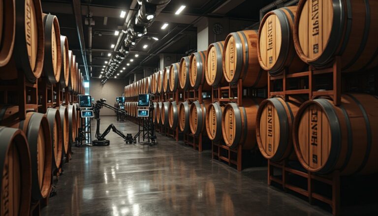vin : vue d'une cave à vin moderne avec contrôle électronique de la température