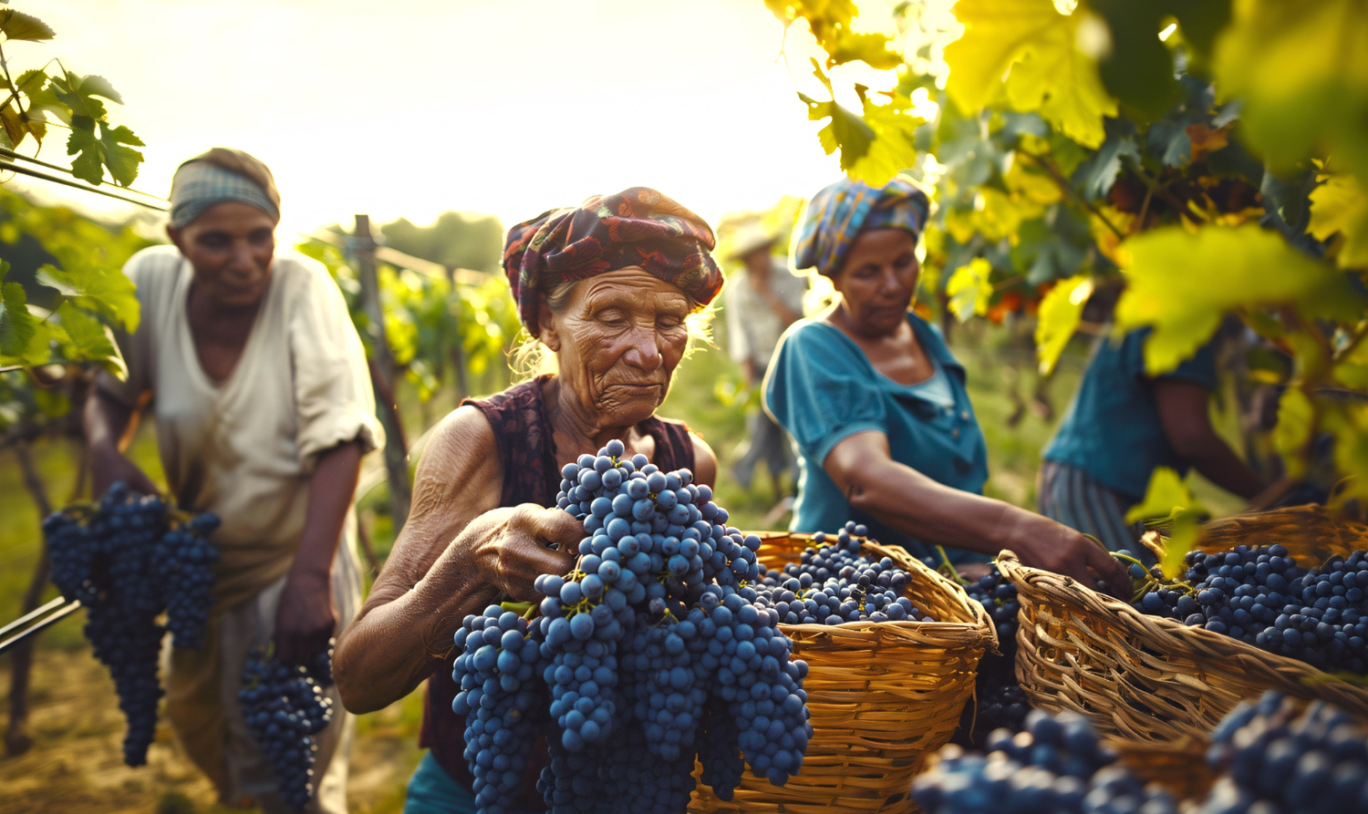 Vendanges manuelles de raisins