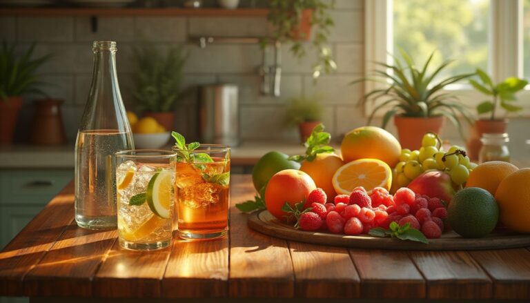régime sans alcool : assortiment de boissons sans alcool alternatives au vin