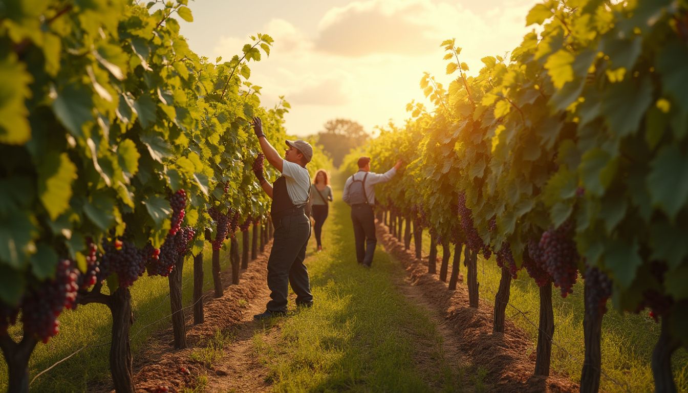 vendanges manuelles : récolte manuelle de raisins dans un vignoble