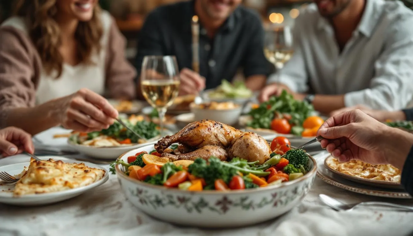 accompagnement canard à l'orange : plat de canard à l'orange avec garnitures variées et colorées