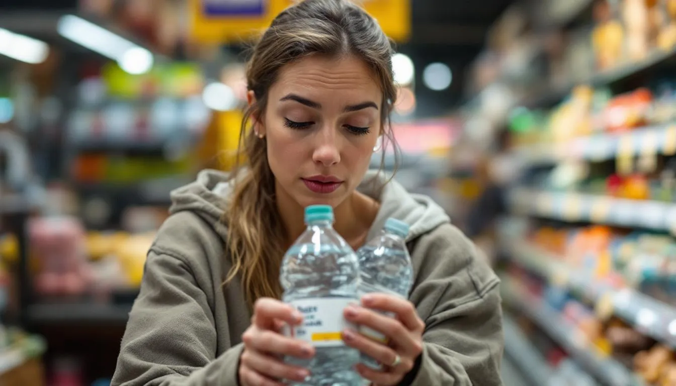 eau gazeuse faible en sodium : bouteille d'eau gazeuse avec étiquette mentionnant faible teneur en sodium