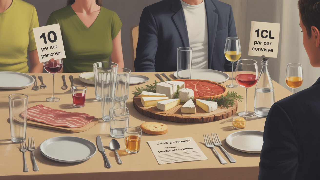 Table d'événement festive avec verres et liqueur Poire Cognac 30 degrés, accords mets-boissons