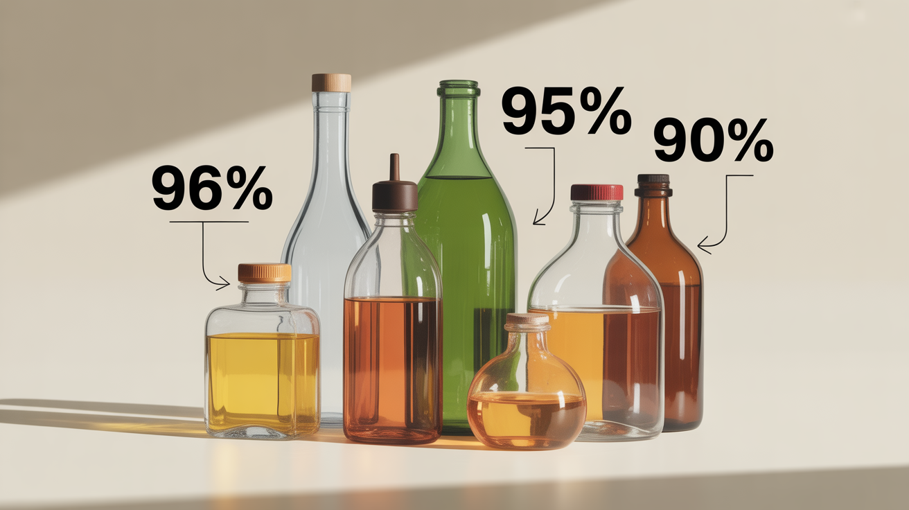 bouteilles alcools forts vue dessus laboratoire