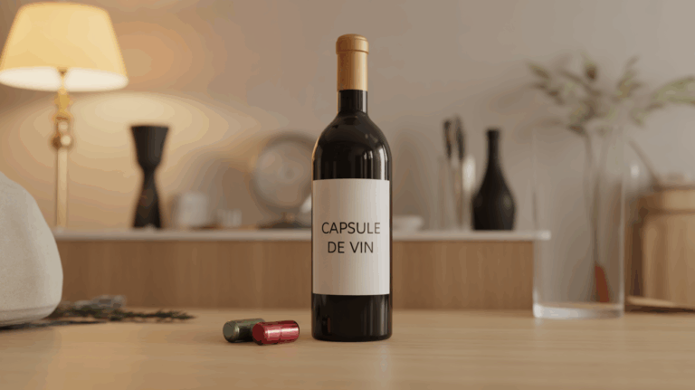 Capsule de vin verte et rouge sur bouteille