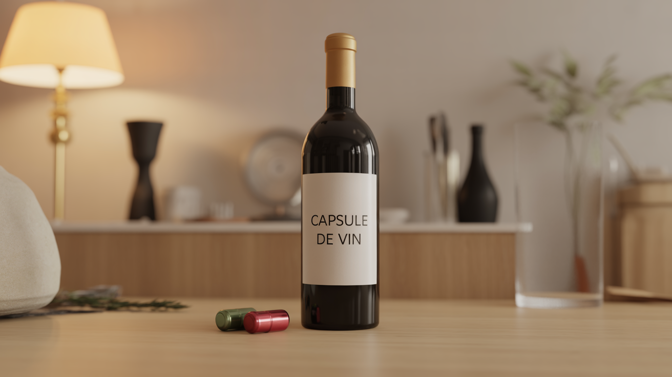 Capsule de vin verte et rouge sur bouteille
