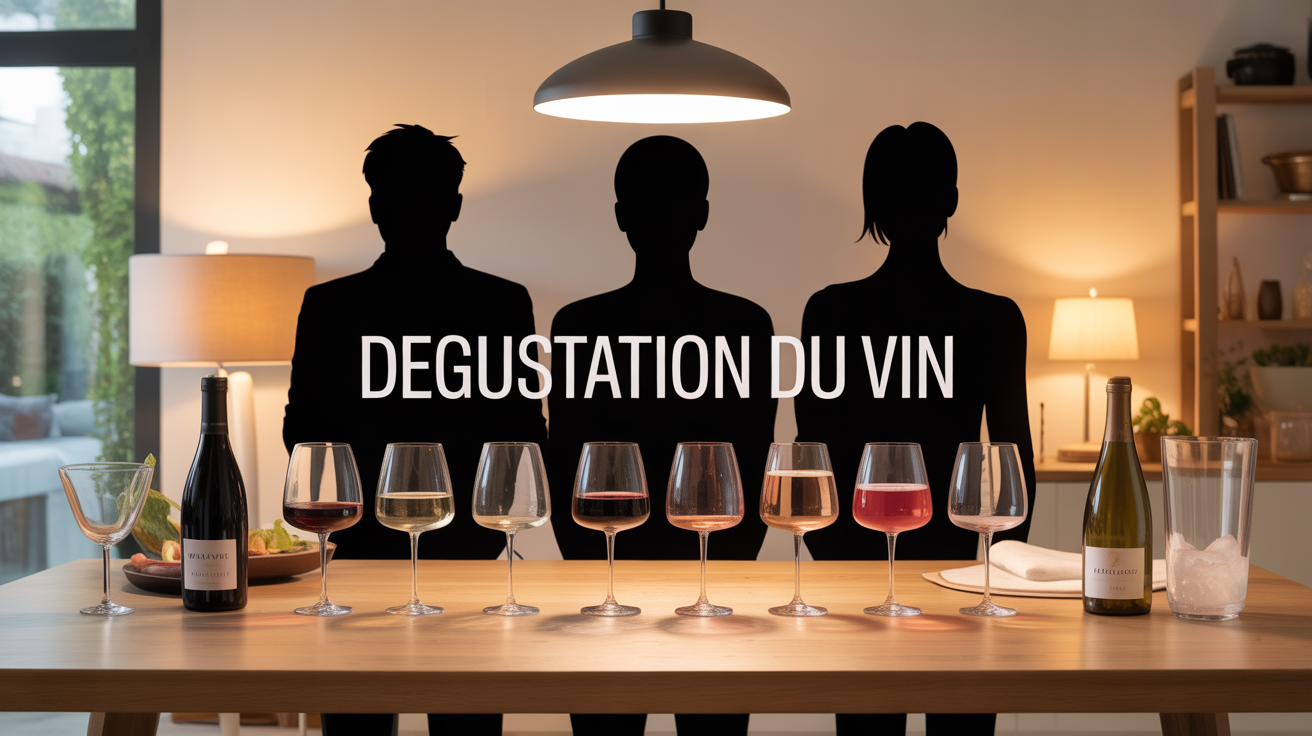 Degustation du vin table verres accessoires