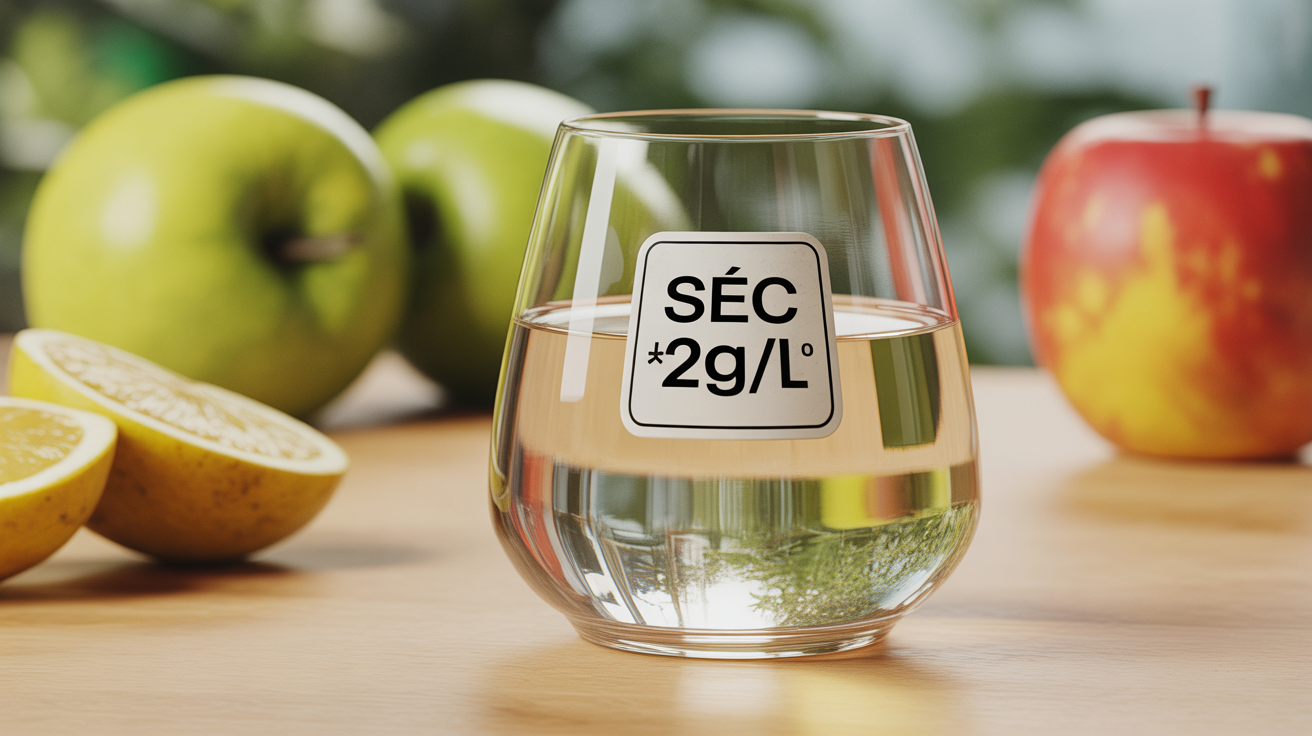 verre vin blanc sec étiquette sec moins 2g