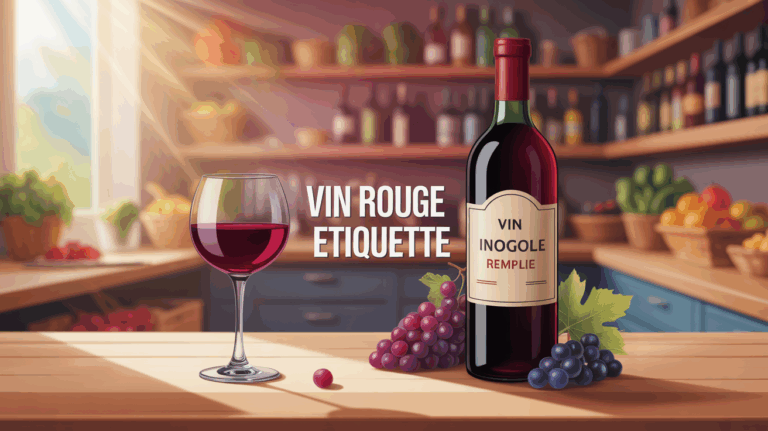 illustration etiquette vin rouge supermarche