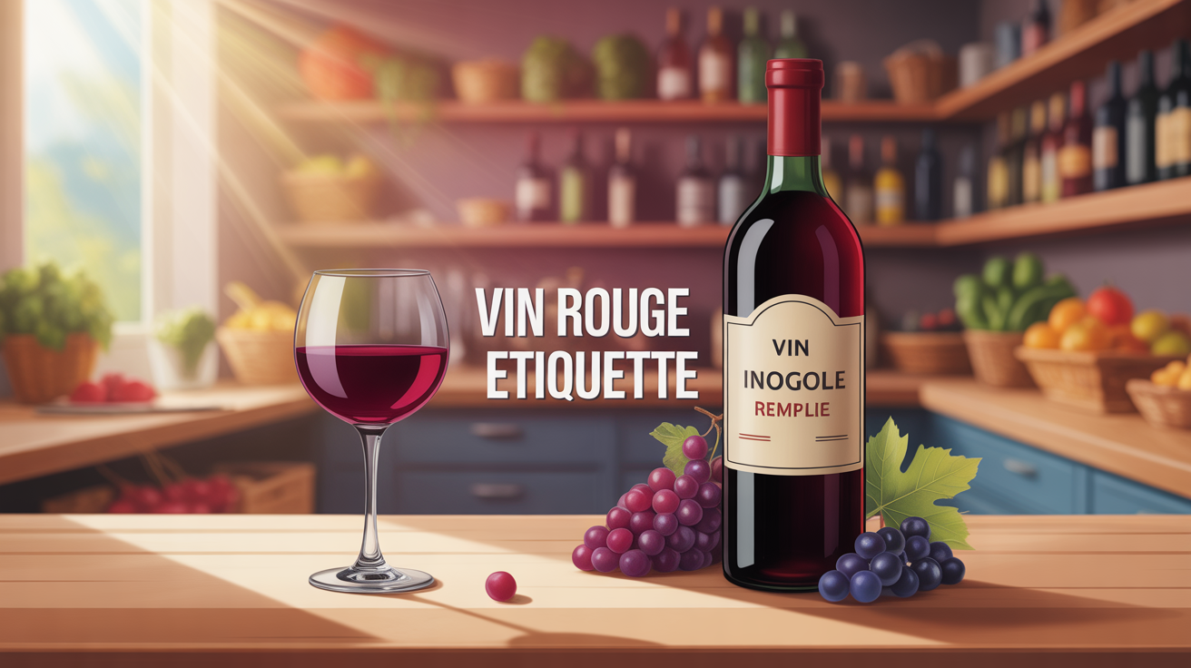 illustration etiquette vin rouge supermarche