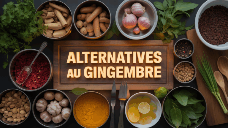 Plan de travail avec épices alternatives au gingembre