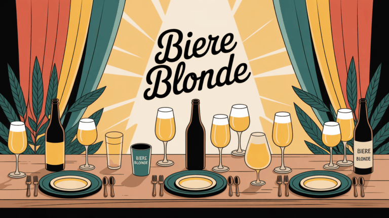 table conviviale avec verres de biere blonde sous soleil doré