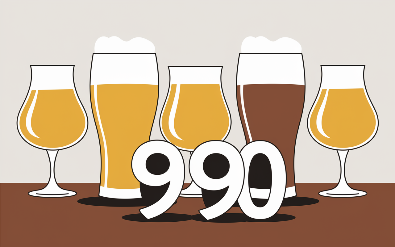 verres de biere blonde du jaune pale au doré avec malt et chiffre 90