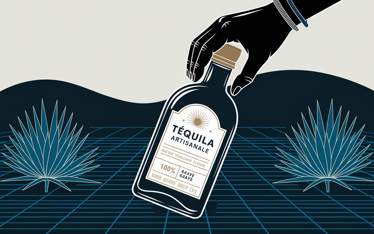 Main tenant une tequila 100 agave champ agave luxe