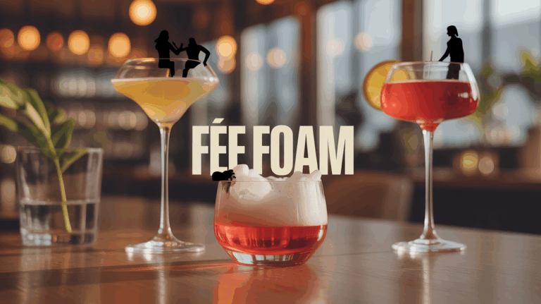 cocktail mousseux fee foam ensemble au bar