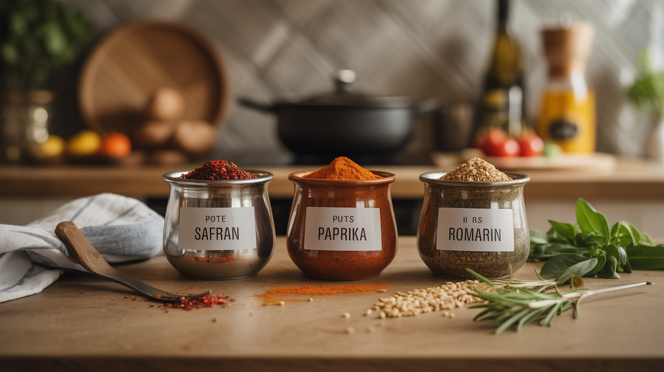pots d'epices safran paprika romarin paella authentique