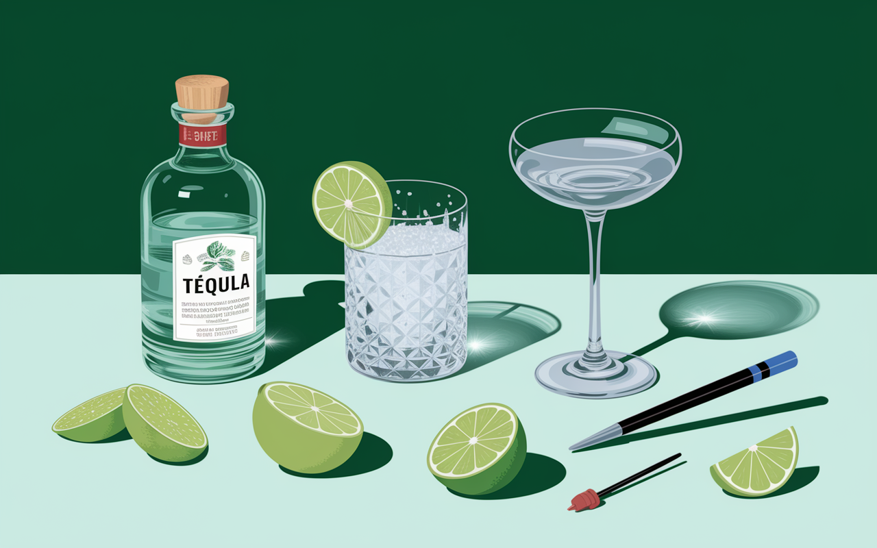 Kit Tequila Paf avec shooter, tequila, citron vert, sel, accessoires fluo