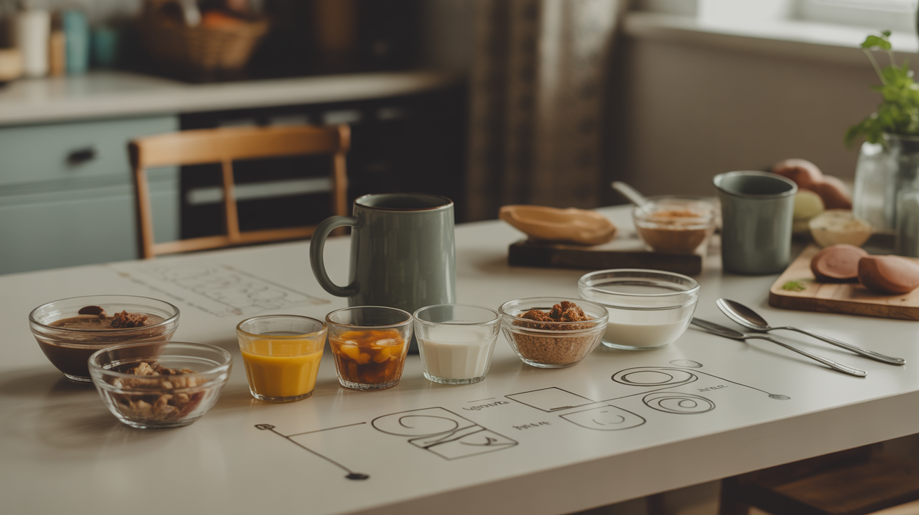 Ingredients mug cake beurre de cacahuete présentation claire
