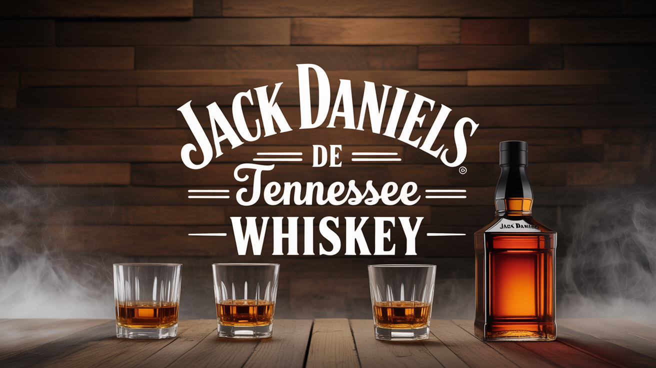 Jack Daniels Tennessee Whiskey, tonneaux, verres, ambiance chaleureuse