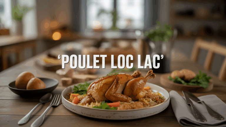 Plat de poulet loc lac convivial, riz et legumes