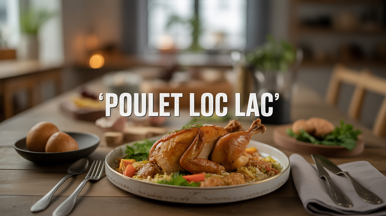 Plat de poulet loc lac convivial, riz et legumes