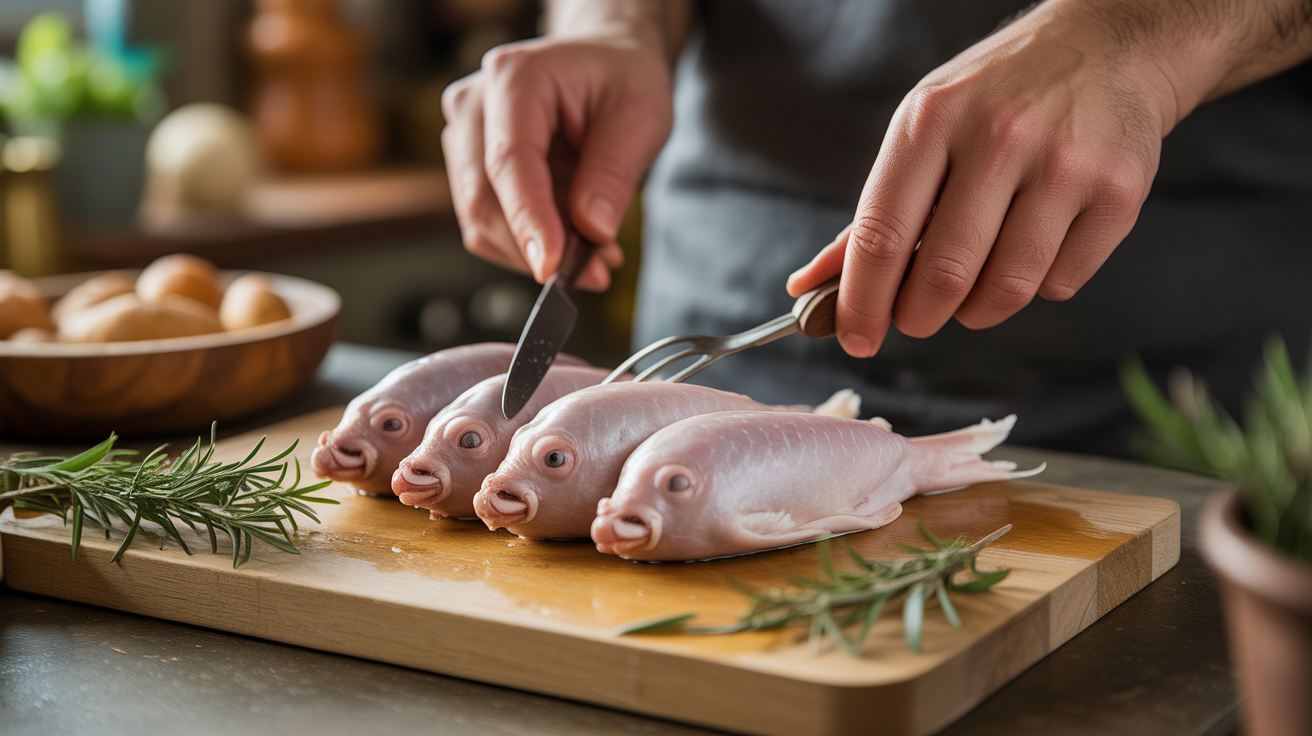 préparation pigeonneau cru bridé avec aromates