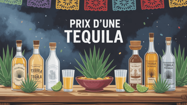 prix d'une tequila table bouteilles agave verre mexique
