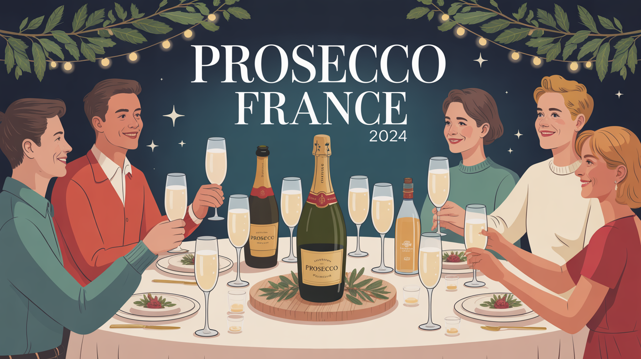 Table festive avec prosecco et verres pour famille et amis
