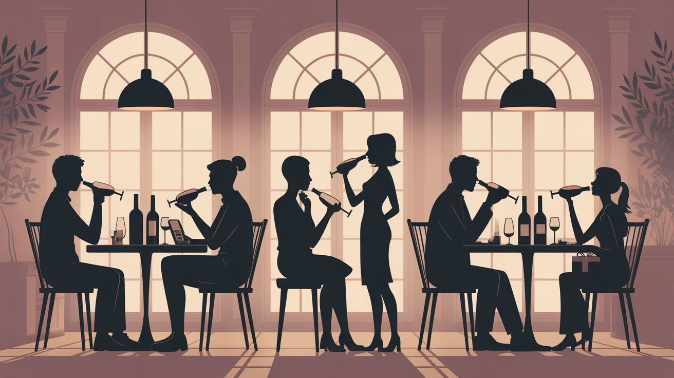 Groupes dégustant du vin avec sommelier personnalisé, ambiance événement