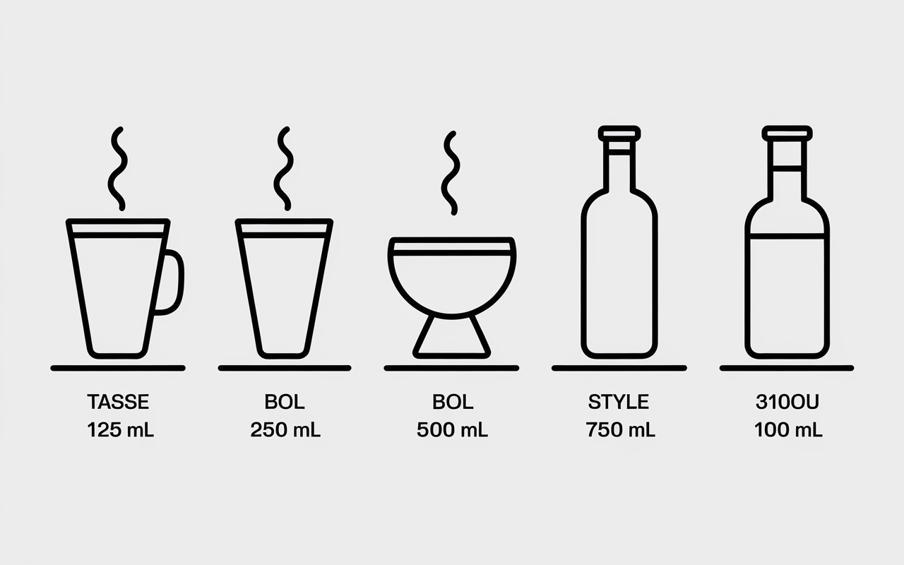 tableau equivalence 1 4 litre 250 ml cuisine
