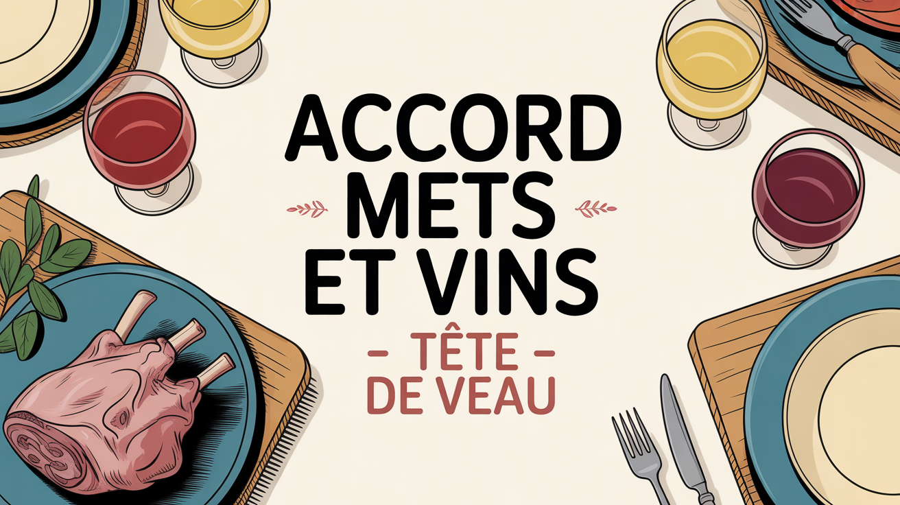 Tête de veau et verres de vin sur table rustique