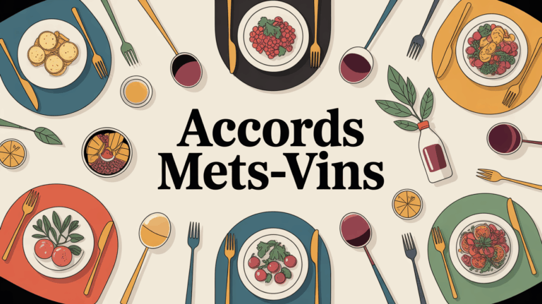 Illustration table repas accords mets vins ambiance chaleureuse