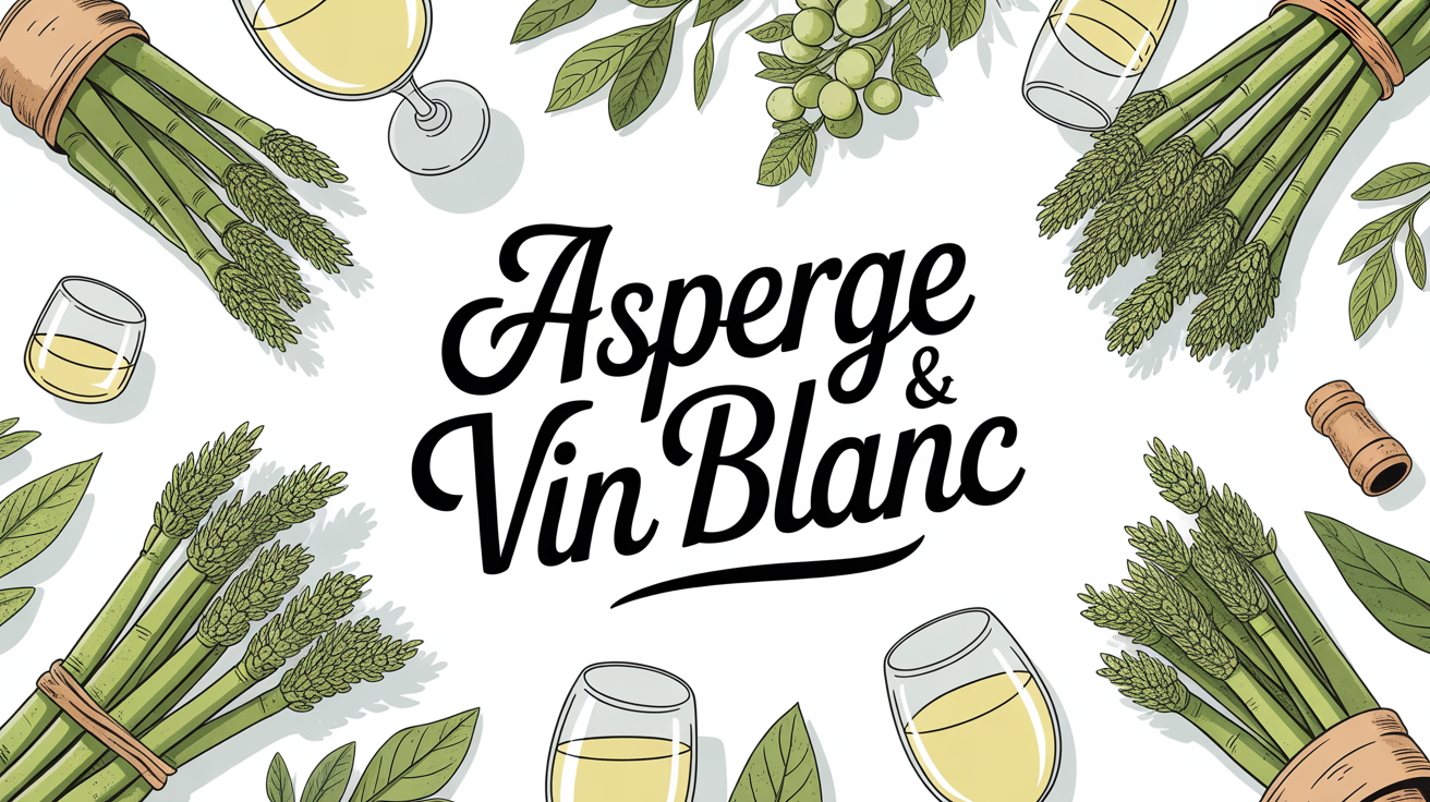 Table printaniere avec asperges et verres de vin blanc