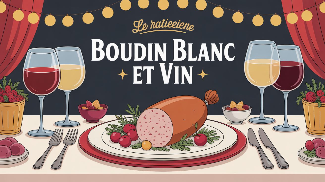 Table festive boudin blanc verres de vin accord