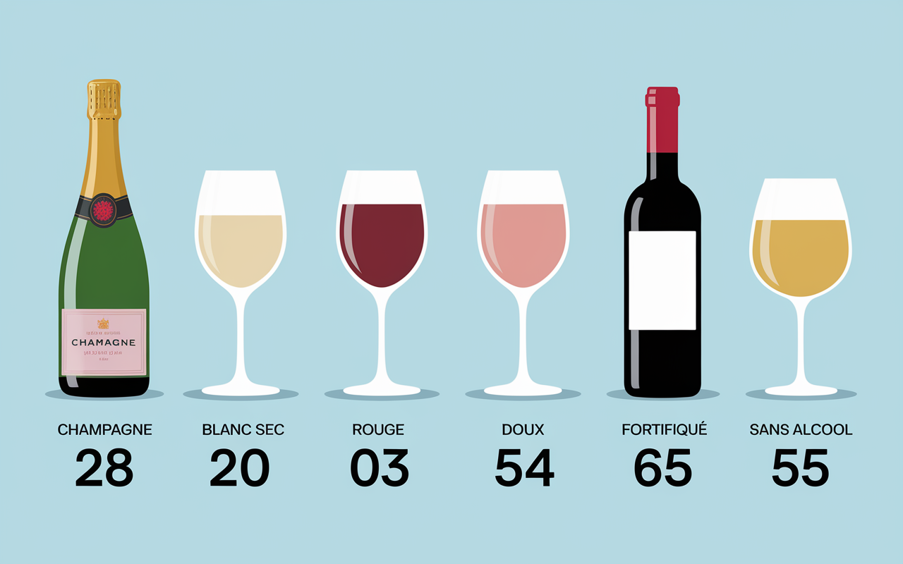 tableau comparatif calories du vin par type de verre