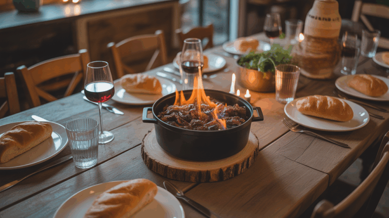 Repas chaleureux carbonade flamande vin convivial