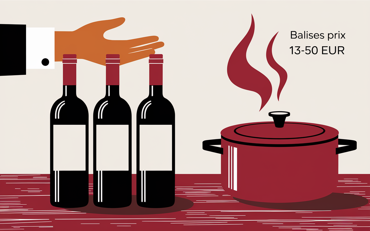 Deux bouteilles vin rouge pour daube prix visible, cocotte